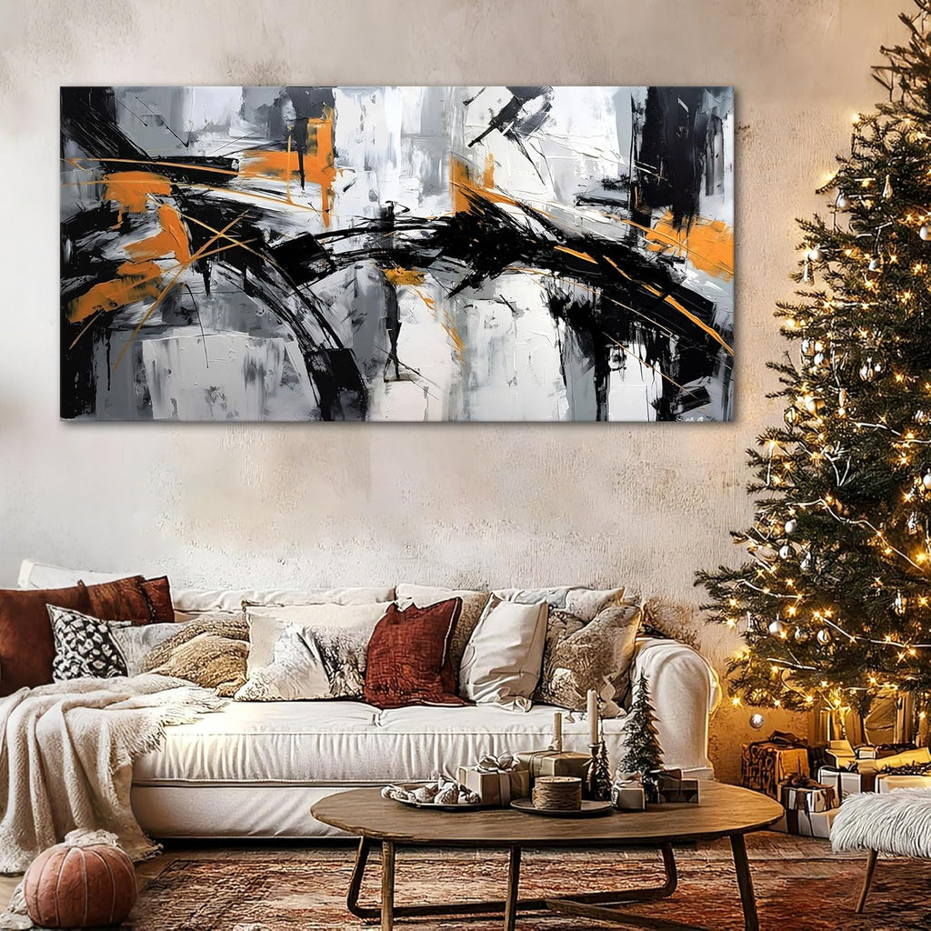 Framed Modern Black Wall Art — 40" — Colorful Abstract Canvas Art