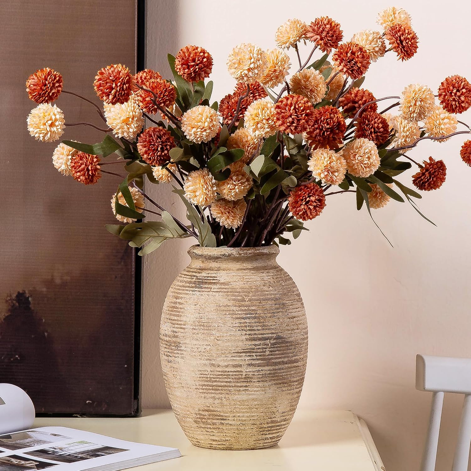 Vintage Farmhouse Ceramic Flower Vase — 112-3-8.4in