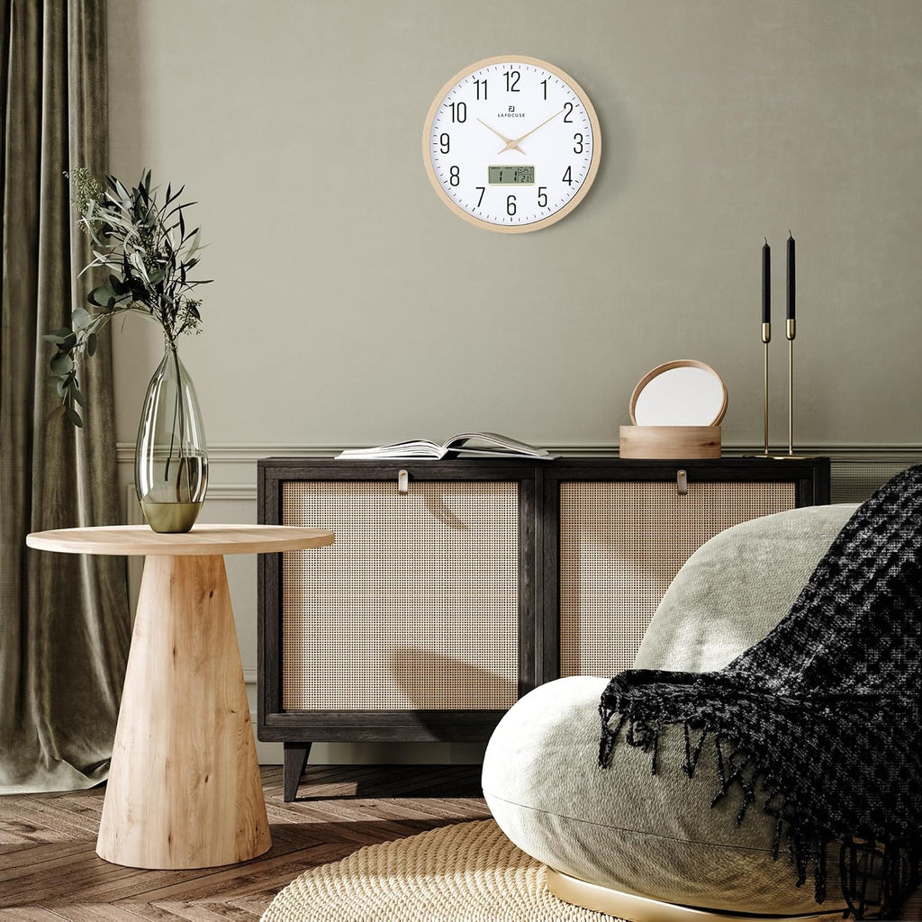 Battery Operated Beige Wall Clock — 12" - View 3