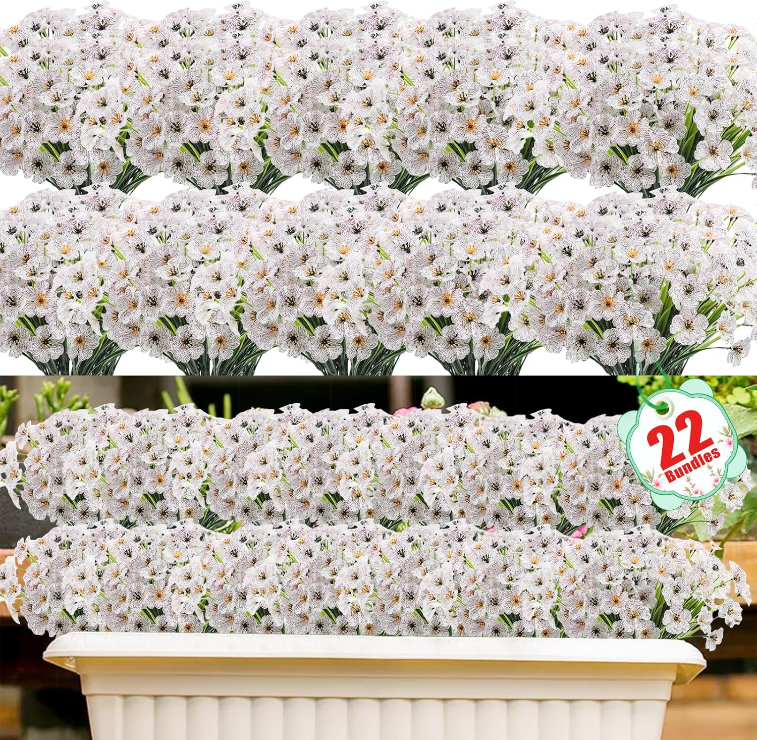 Blue Artificial Flowers — White