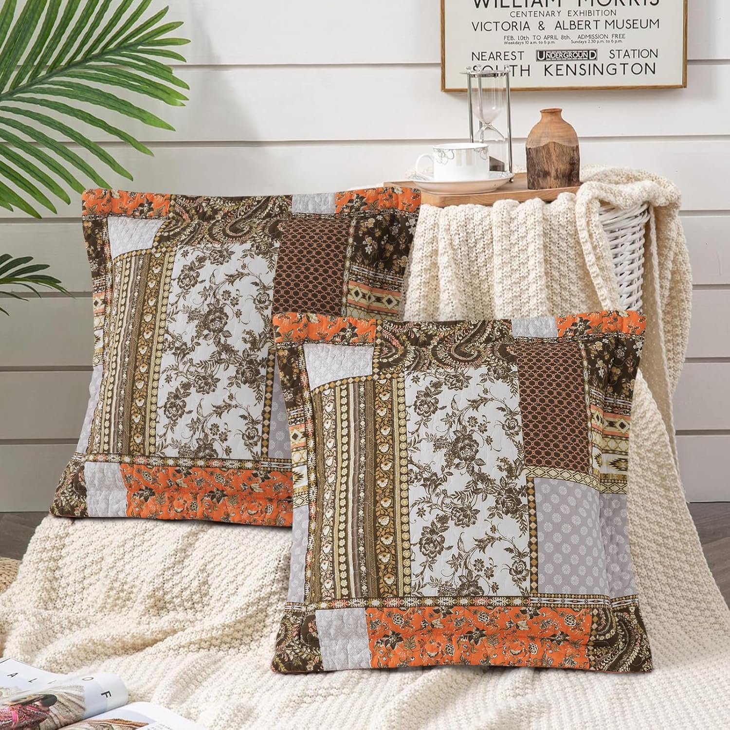Boho Blue Throw Pillow Cover — 18" — Fall