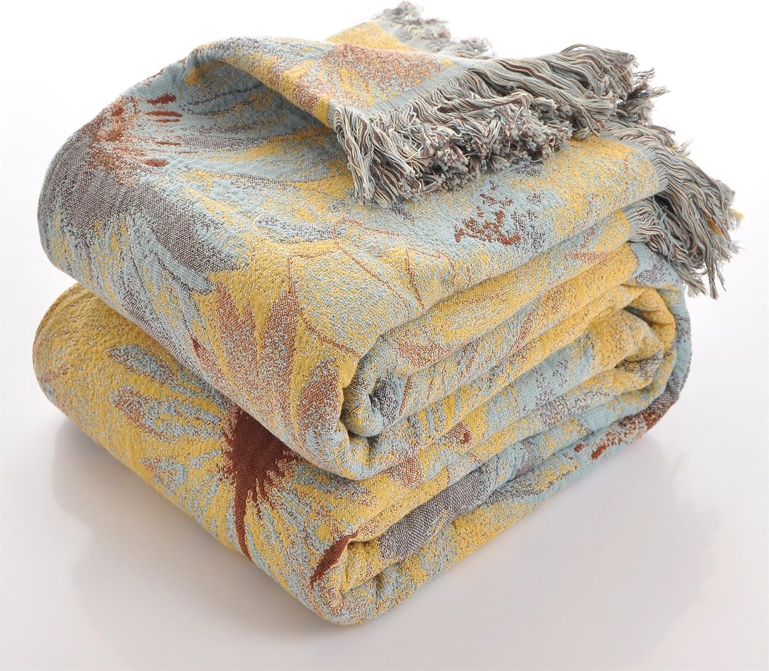 Boho Blue Throw Pillow — 90" — A-yellow Flowers