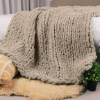 Knit Boho Beige Throw Pillow — 50"