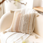 Tufted Boho Beige Throw Pillow Cover — 20" - View 7