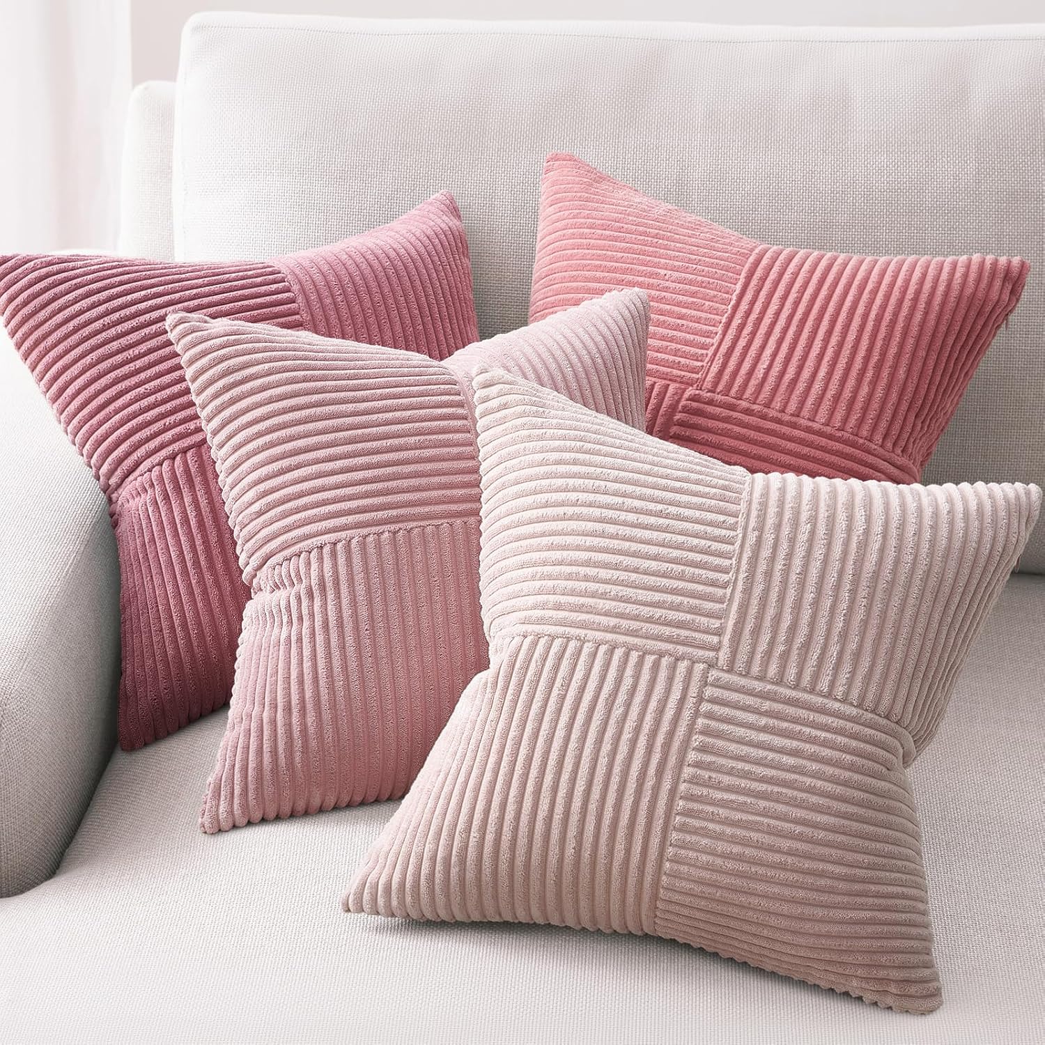 Velvet Boho Beige Throw Pillow Cover — 20" — Light Pink