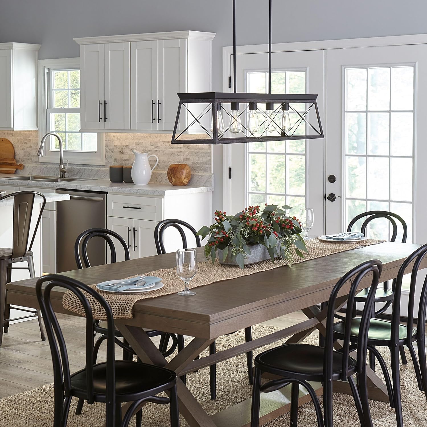 Farmhouse Black Chandelier — 5-Light - View 9