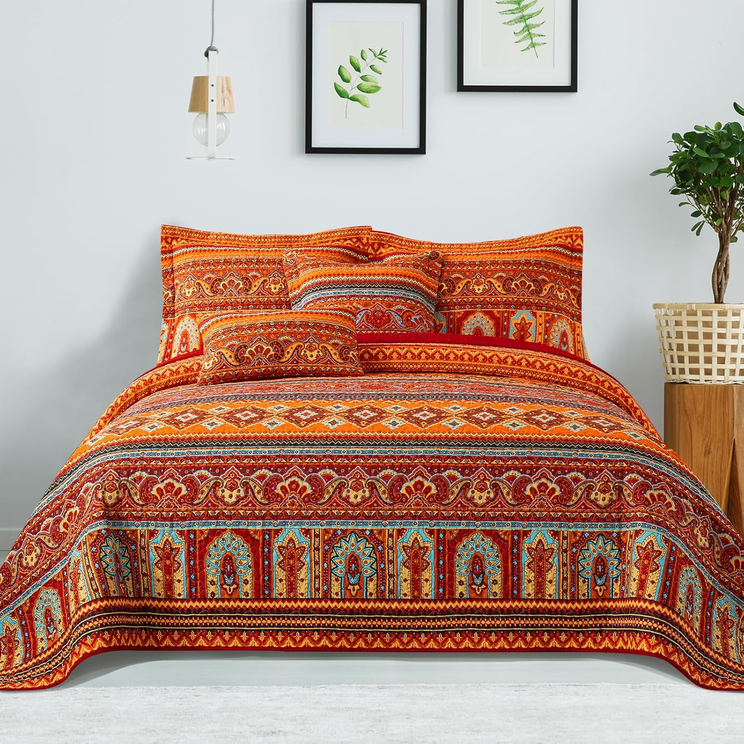 Boho Blue Throw Pillow Cover — 18" - View 6