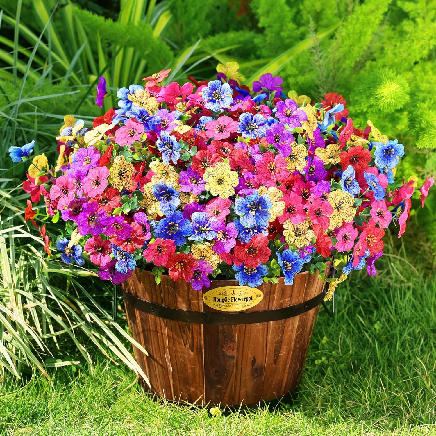 Farmhouse Pink Faux Plant — Mixed Color(red+yellow+fuchsia Purple+blue+purple)