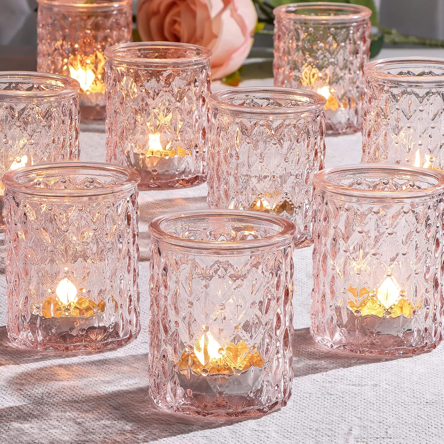 Luxe Blue Candle — Pink