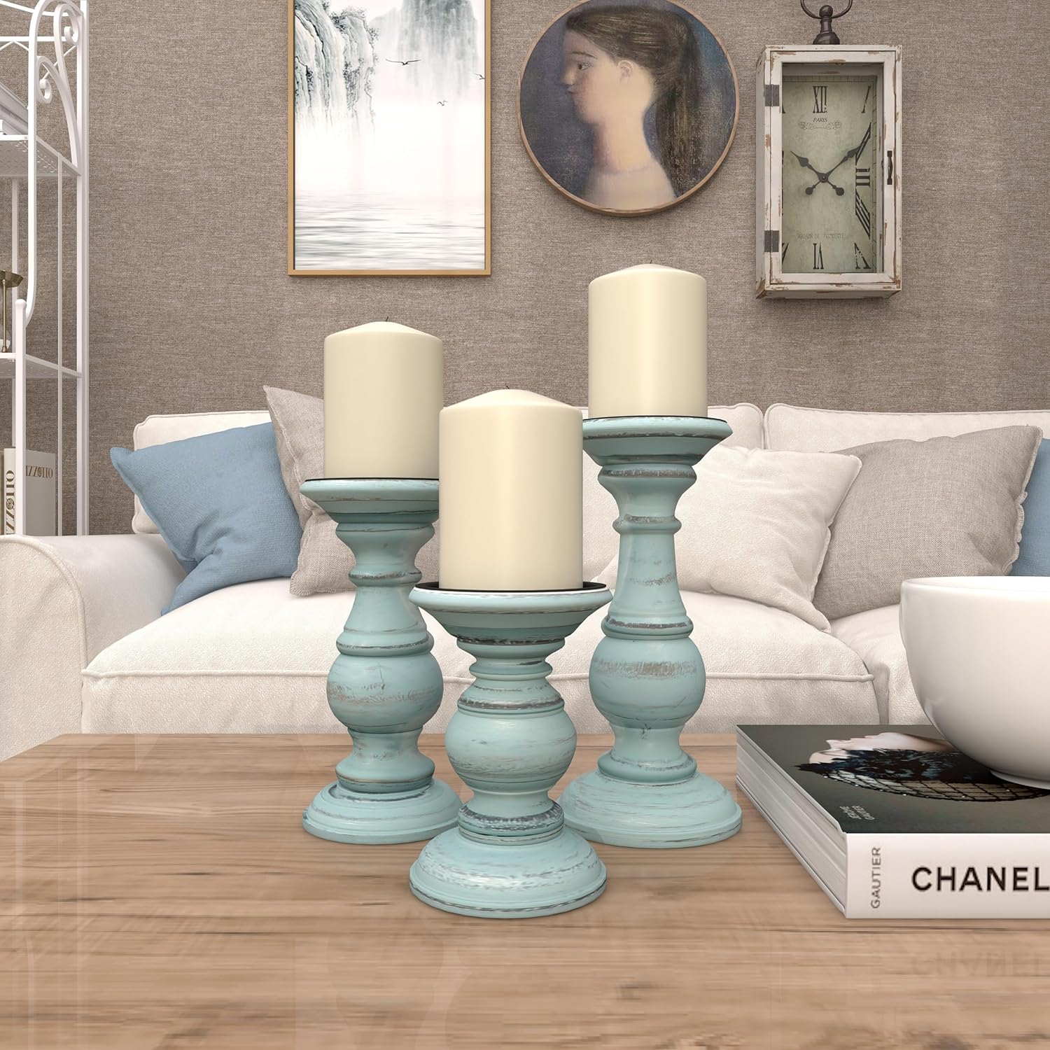 Farmhouse Black Pillar Candle — 6" - View 7