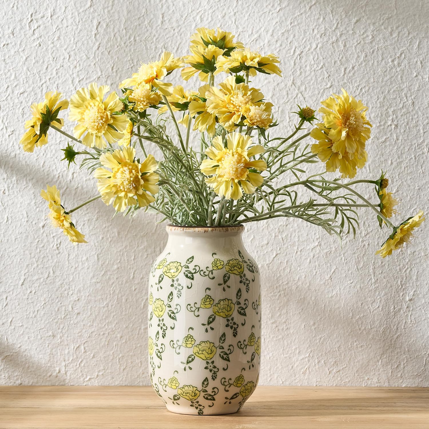 Farmhouse Beige Flower Vase — 3" — 18049-yellow Rose