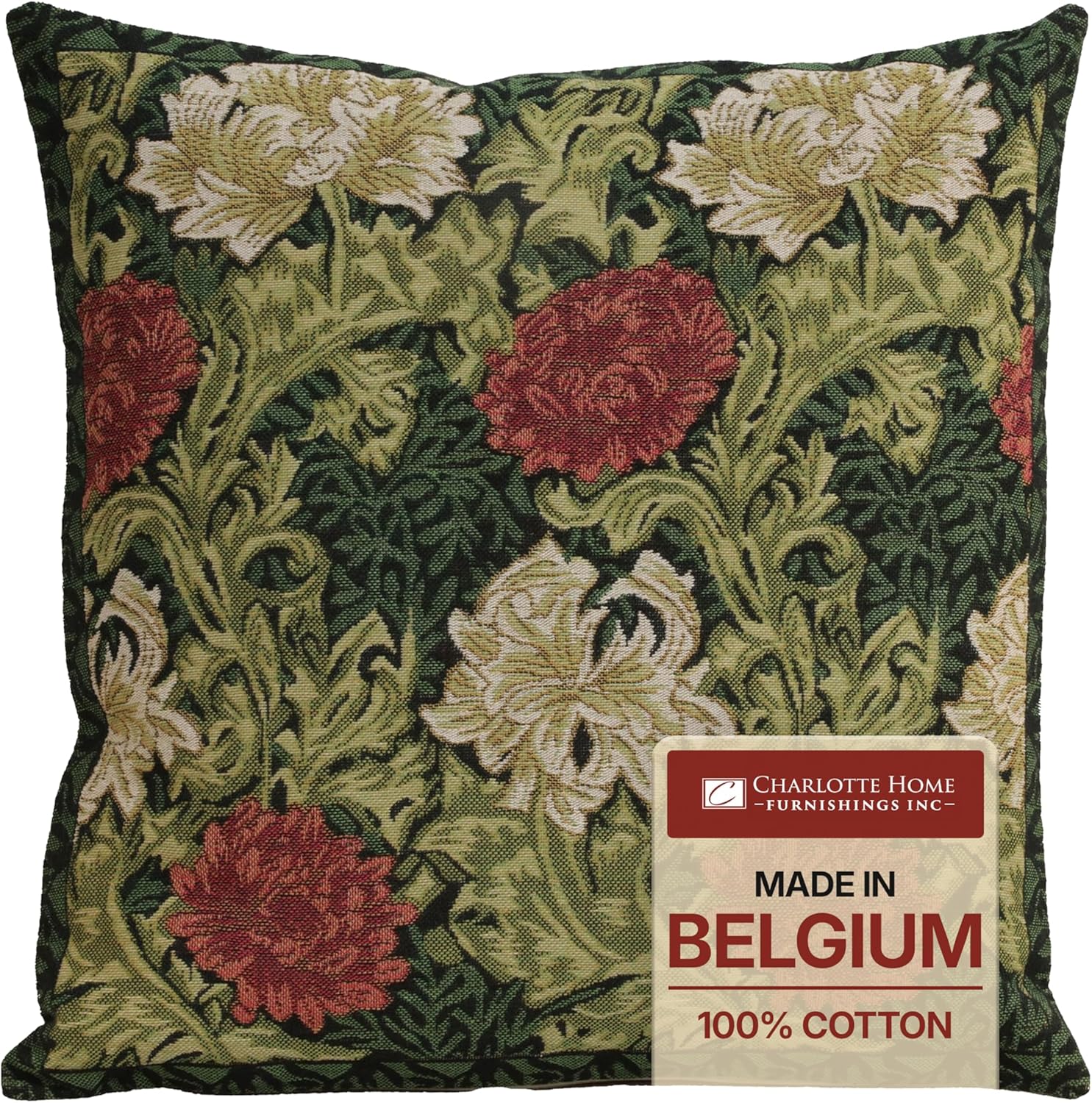 Boho Beige Throw Pillow Cover — 16x16 — Chrysanthemum Multi
