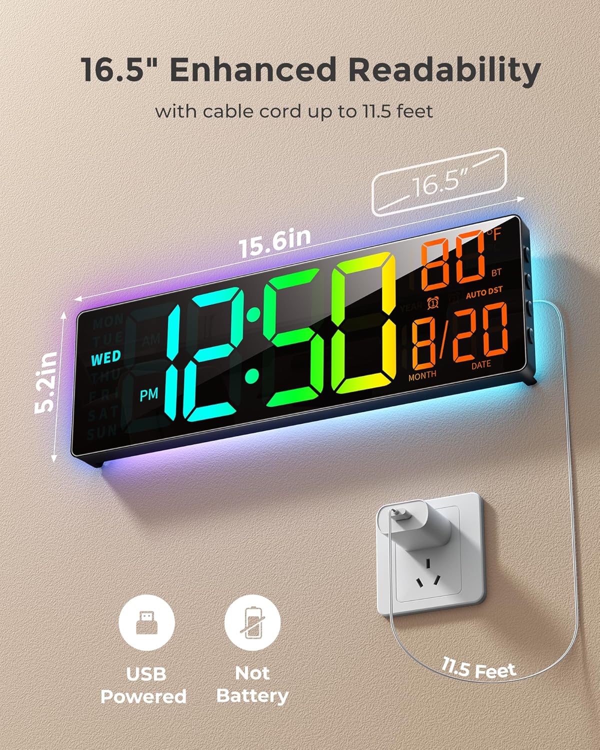 RGB Wall Clock — 16.5" - View 9
