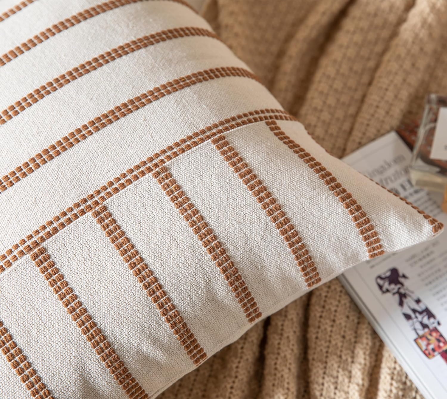 Boho Beige Throw Pillow Cover — 20" - View 5