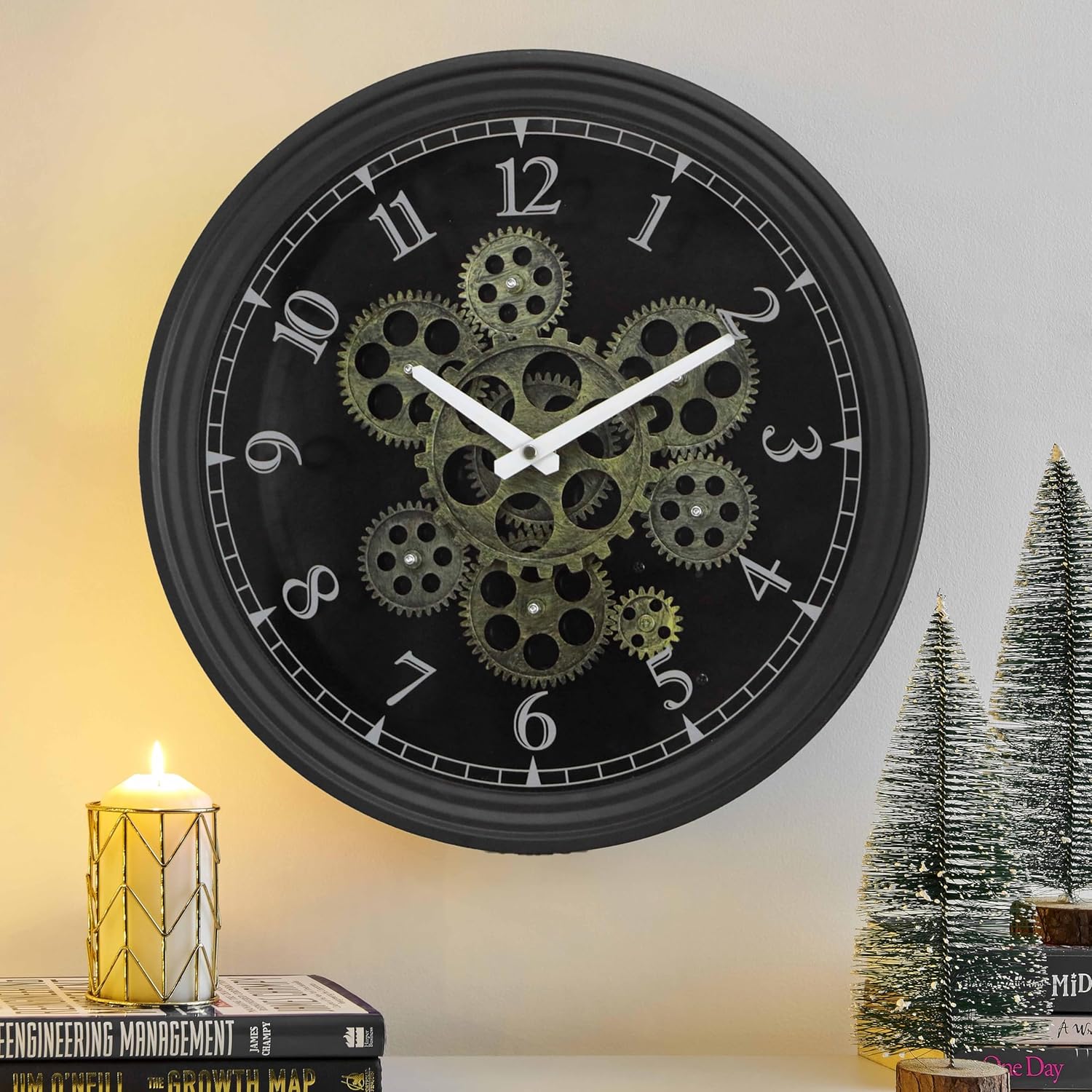 Oversized Farmhouse Beige Wall Clock — 24" — 15 Inch