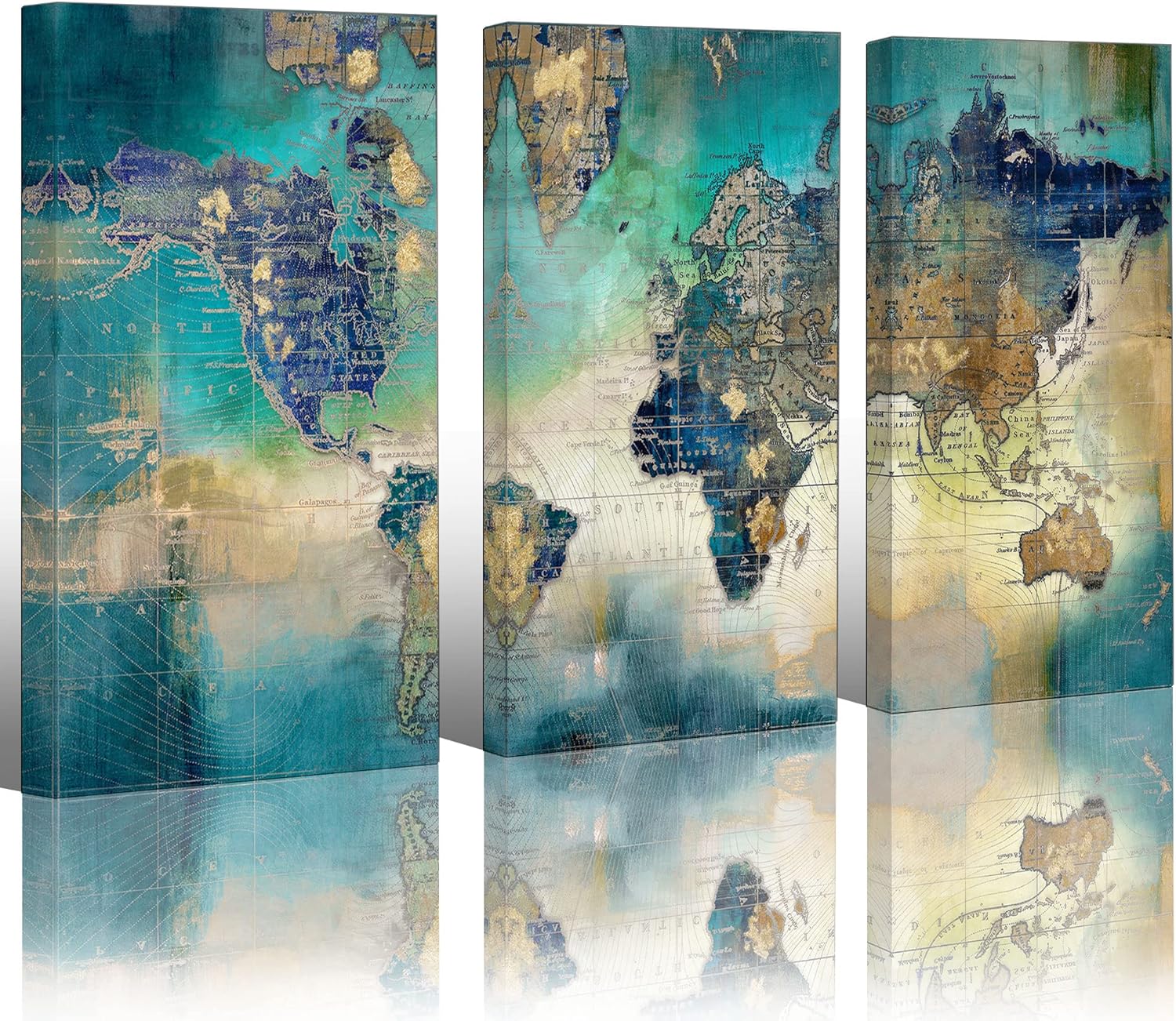 Framed Modern Black Wall Art — 40" — World Map Wall Art