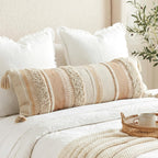 Tufted Boho Beige Throw Pillow Cover — 20" — 36" x 14" (Pack of 1)