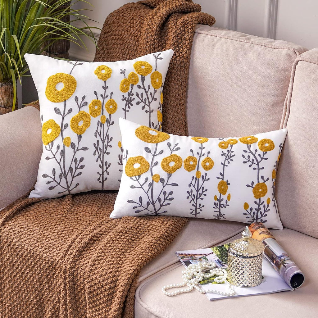 Rectangular Boho Yellow Pillow Cover — 20" - View 3