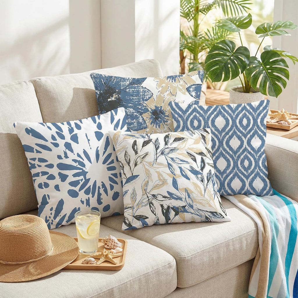 Boho Blue Throw Pillow Cover — 18" - View 3