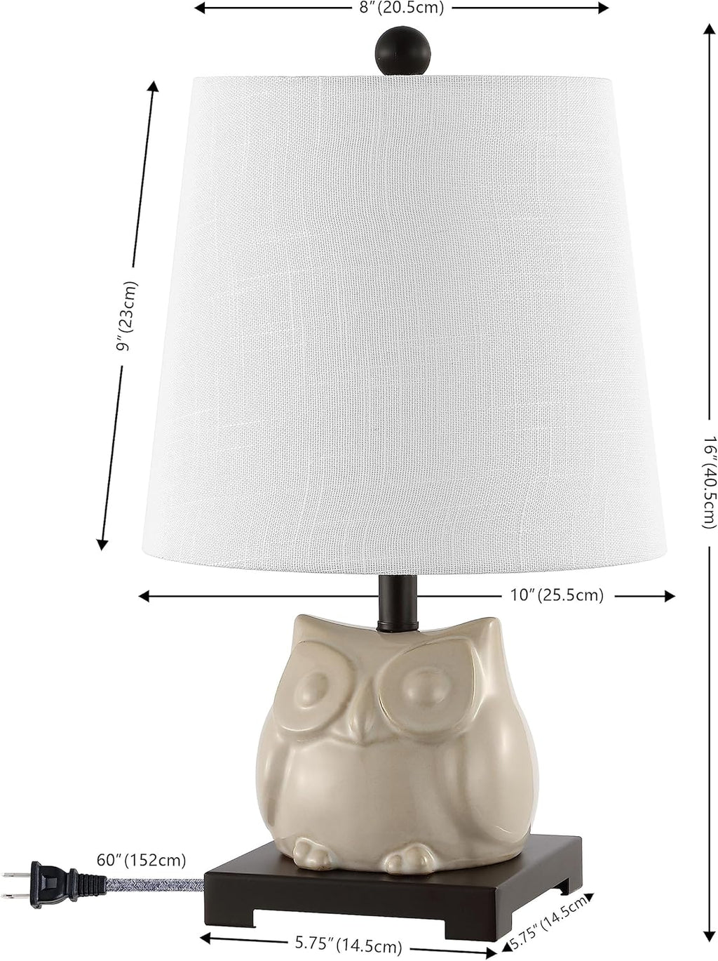 Linen Farmhouse Black Nightstand Lamp — 16" - View 3