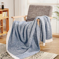 Luxe Beige Throw Pillow — 50" — Heather Blue