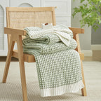 Knit Beige Throw Pillow — 50" — Pineapple Sage Green&ivory