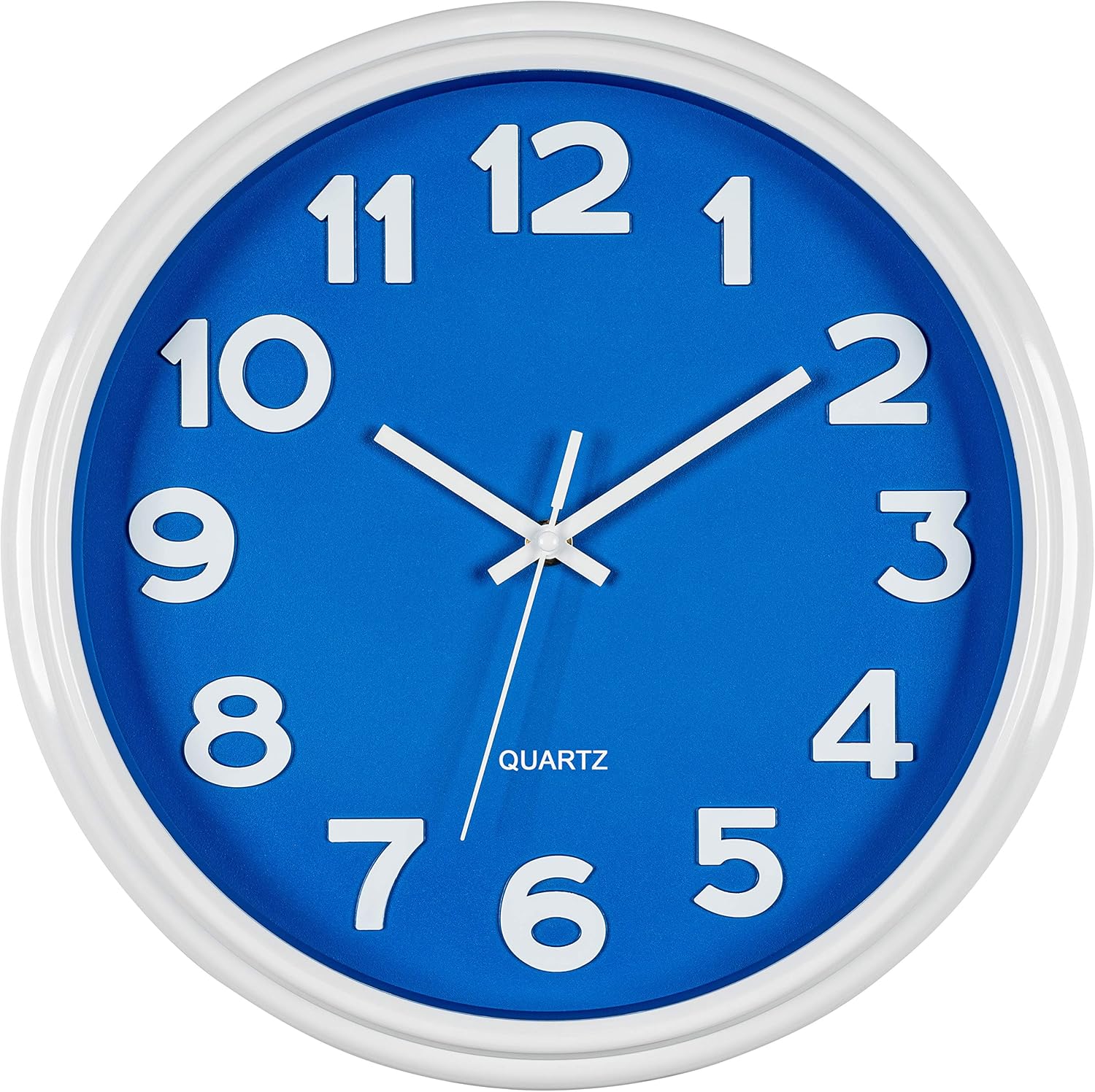 Battery Operated Modern Metal Wall Clock — 12" — True Blue