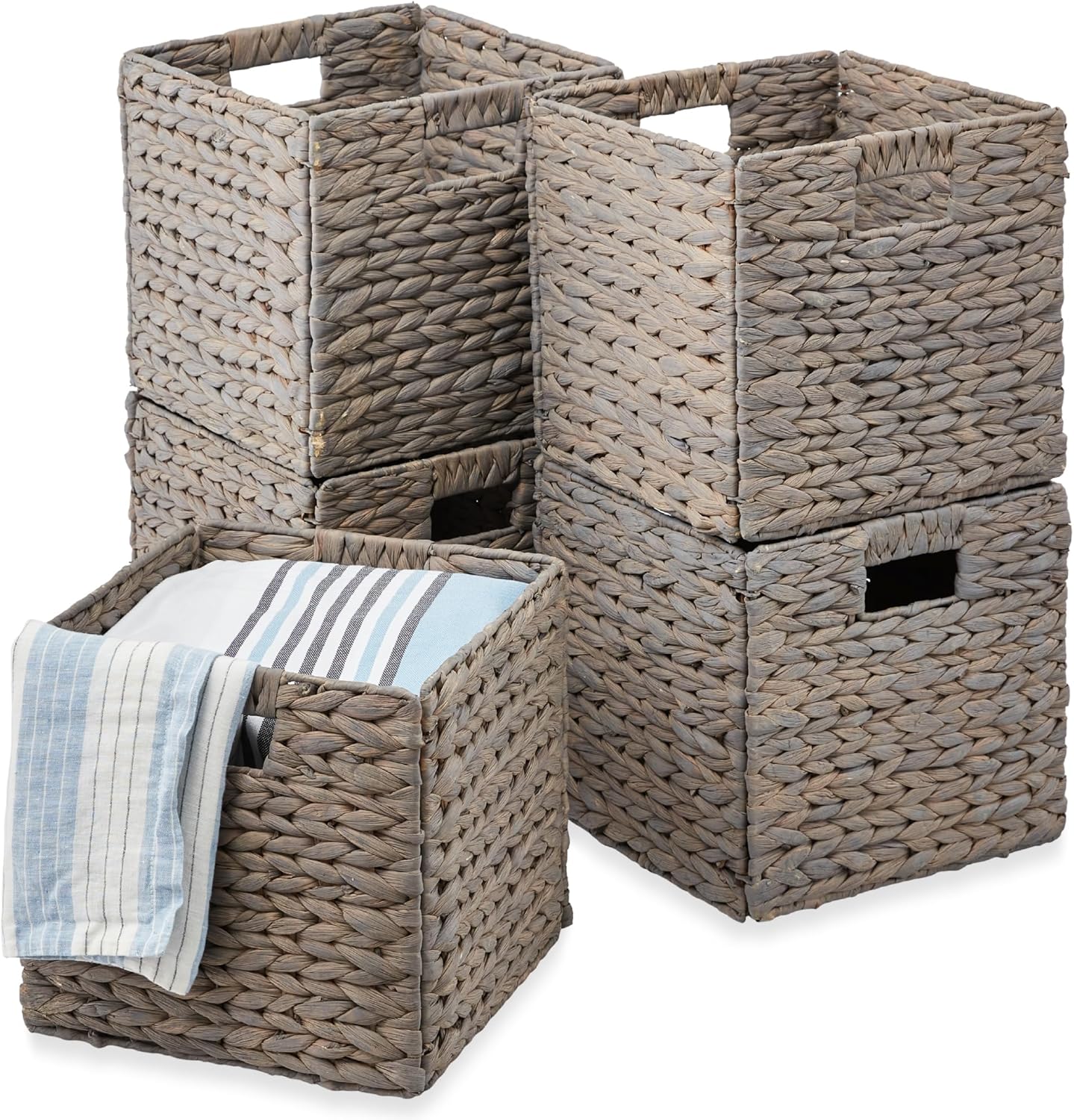 Handwoven Boho Beige Storage Basket — 5x10 — 13x13in