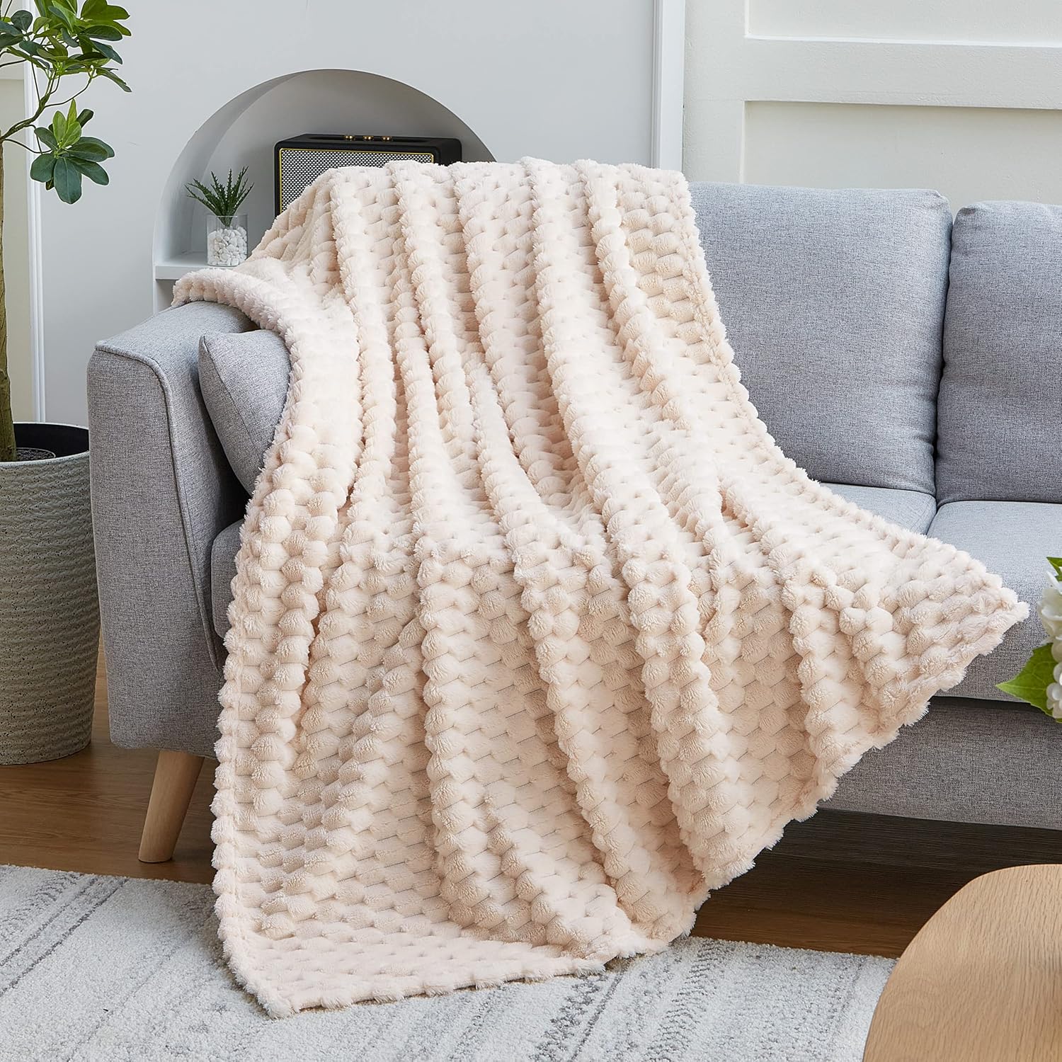 Beige Throw Pillow — 50" - View 4