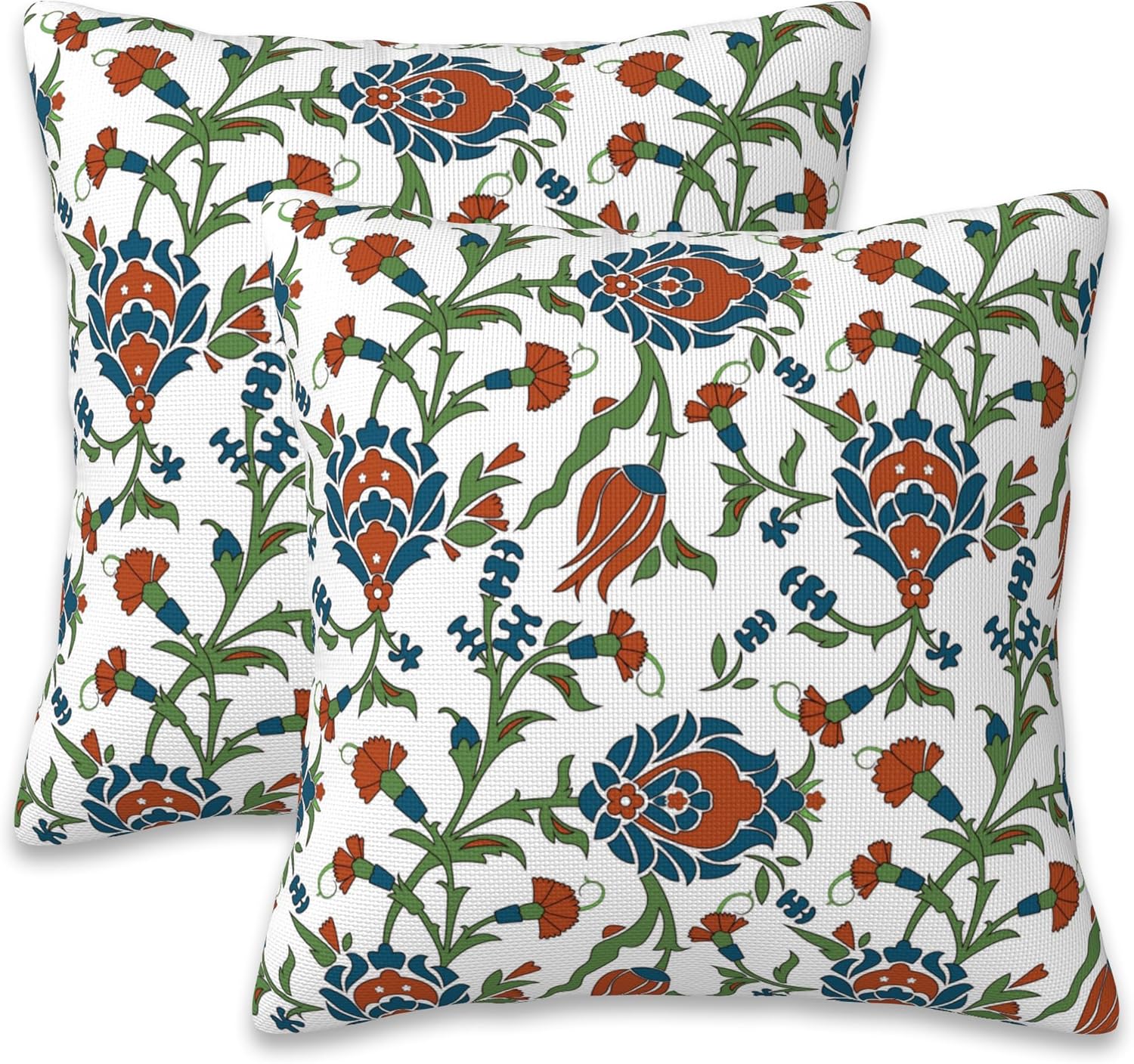 Boho Blue Throw Pillow Cover — 20" — Vintage Floral