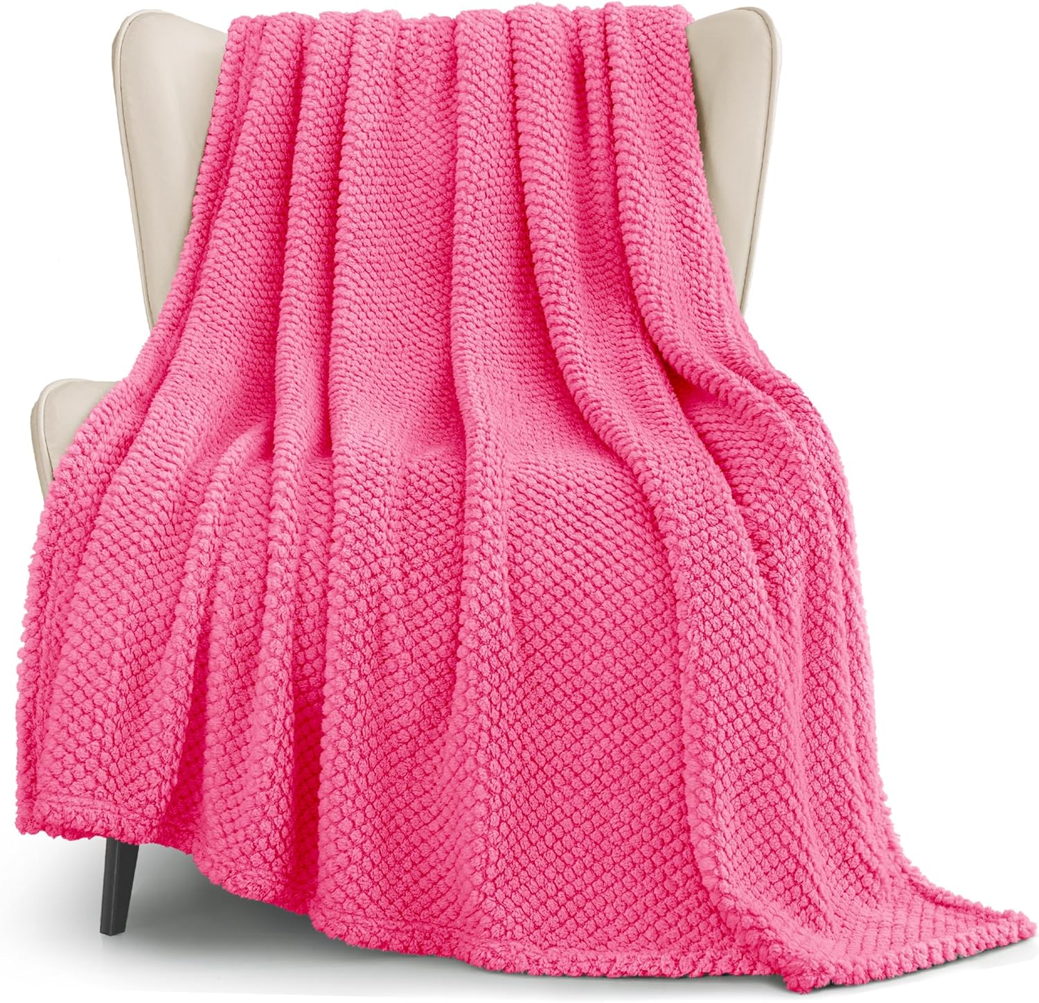 Black Throw Pillow — 70" — Hot Pink