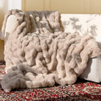 Luxe Beige Throw Pillow — 60" — Bubble Light Brown
