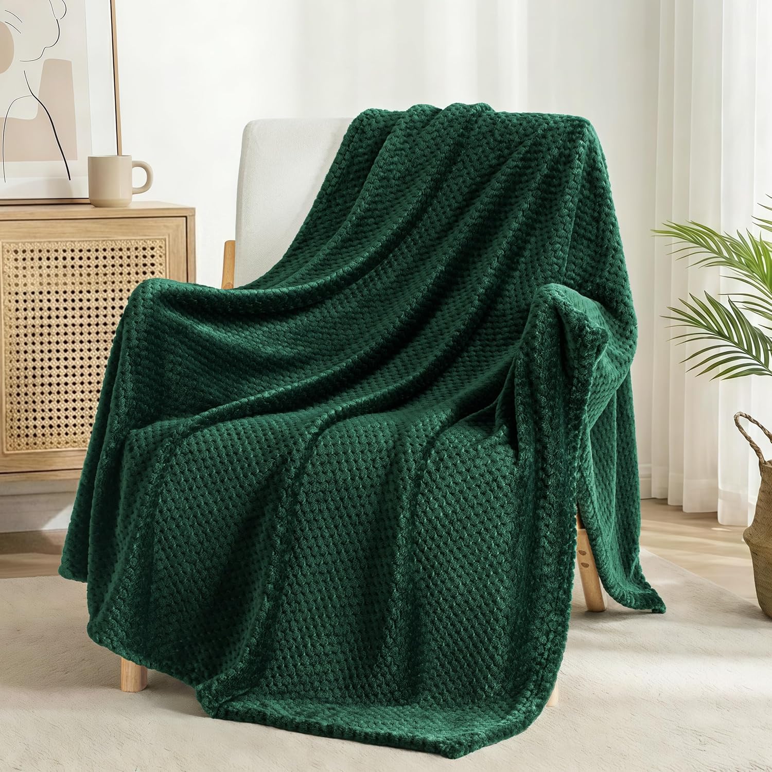 Beige Throw Pillow — 70" — Forest Green