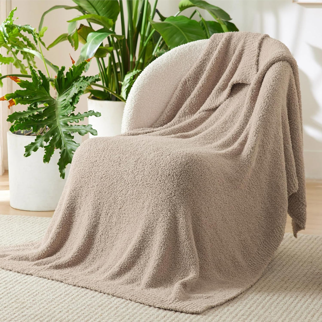 Knit Beige Throw Pillow — 50" — 11 - Brown