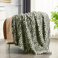 Beige Throw Pillow — 50" — White and Black - White Snow Leopard