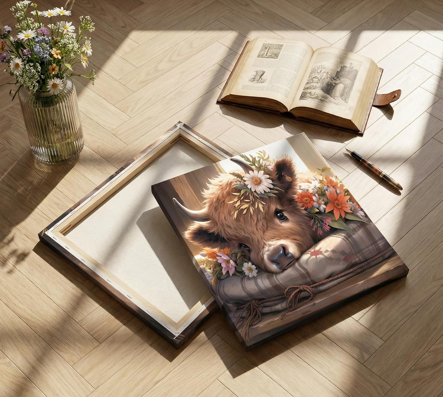 Farmhouse Fabric Canvas Wall Art — 12x12 - View 3