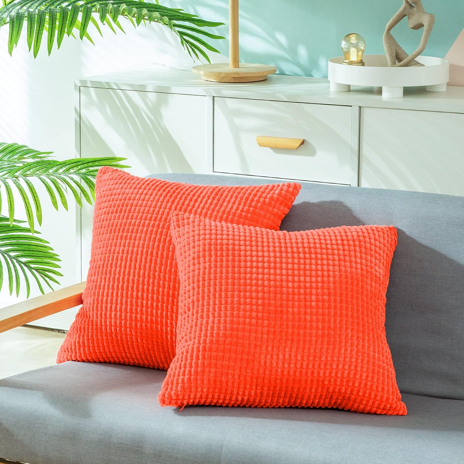 Boho Beige Throw Pillow Cover — 18" — 18" x 18" (Pack of 2)