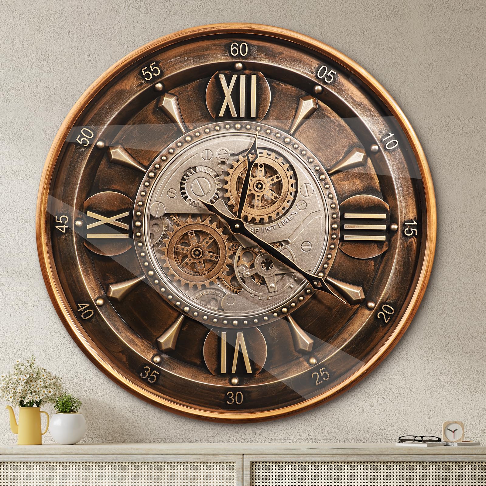 Oversized Farmhouse Brown Wall Clock — 24"