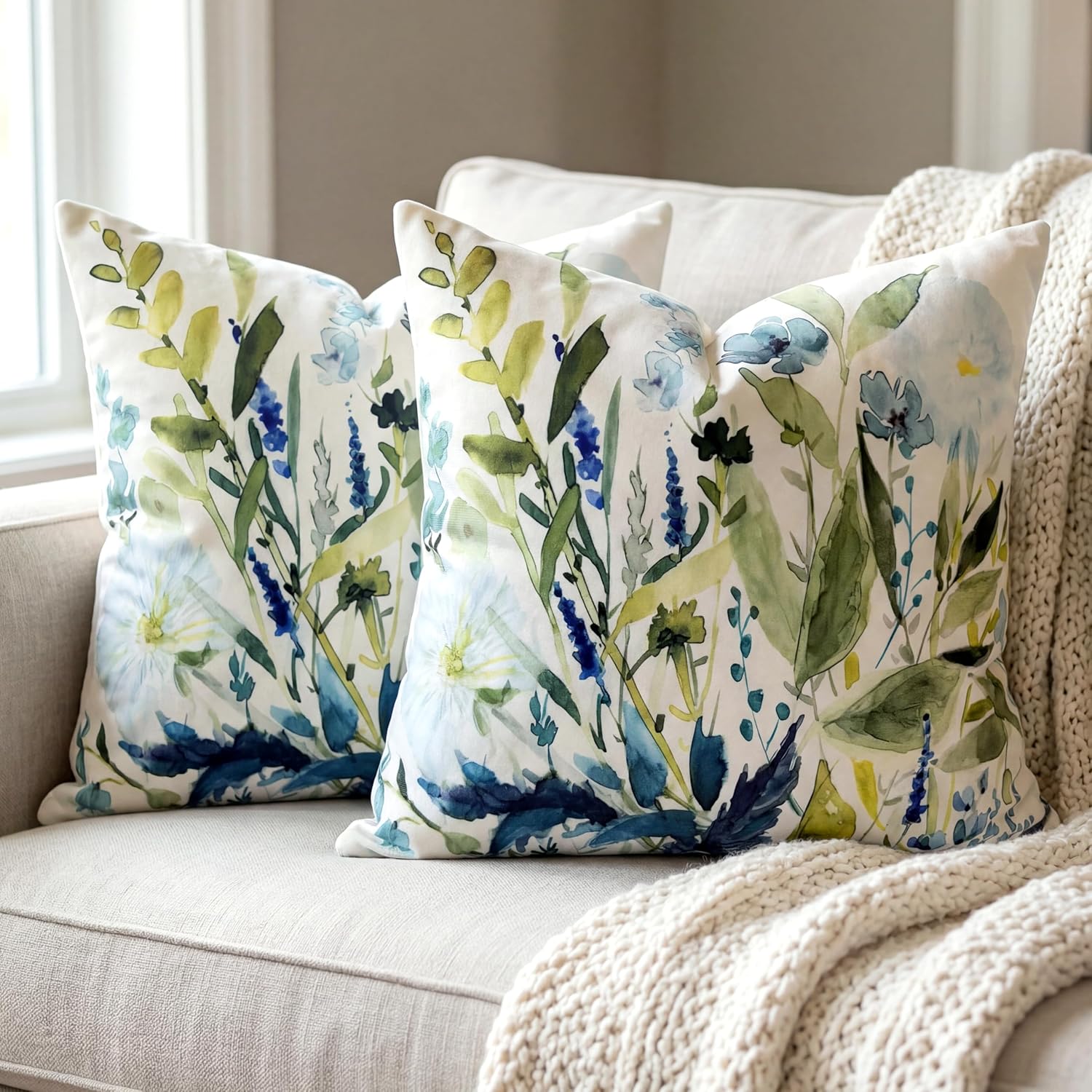 Velvet Boho Green Throw Pillow Cover — 18" — Sage