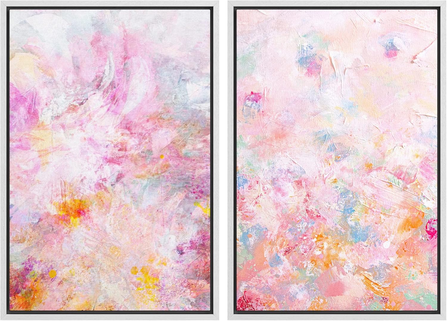 Framed Modern Fabric Wall Art — 24" — 24"x36"x2 Panels White