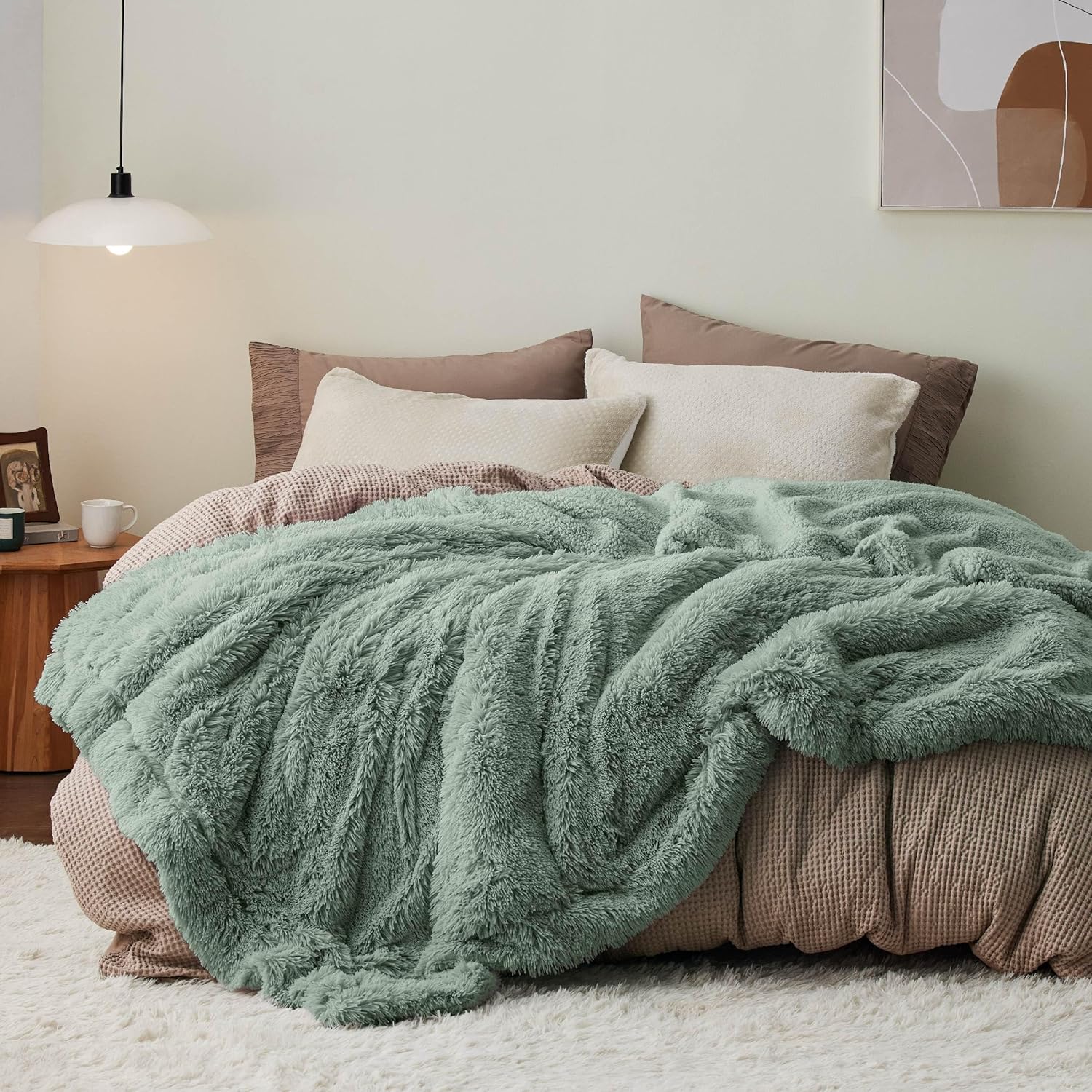 Beige Throw Pillow — 50" — 12- Sage Green