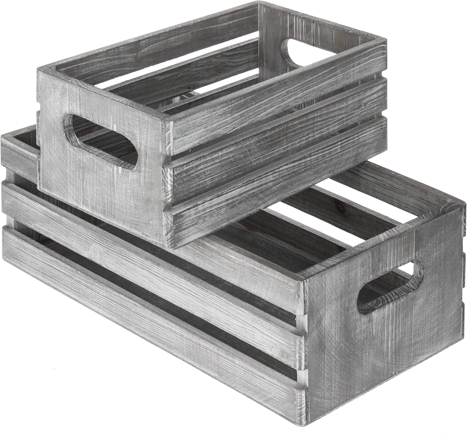 Farmhouse Brown Storage Basket — Set of 2 — Light Gray