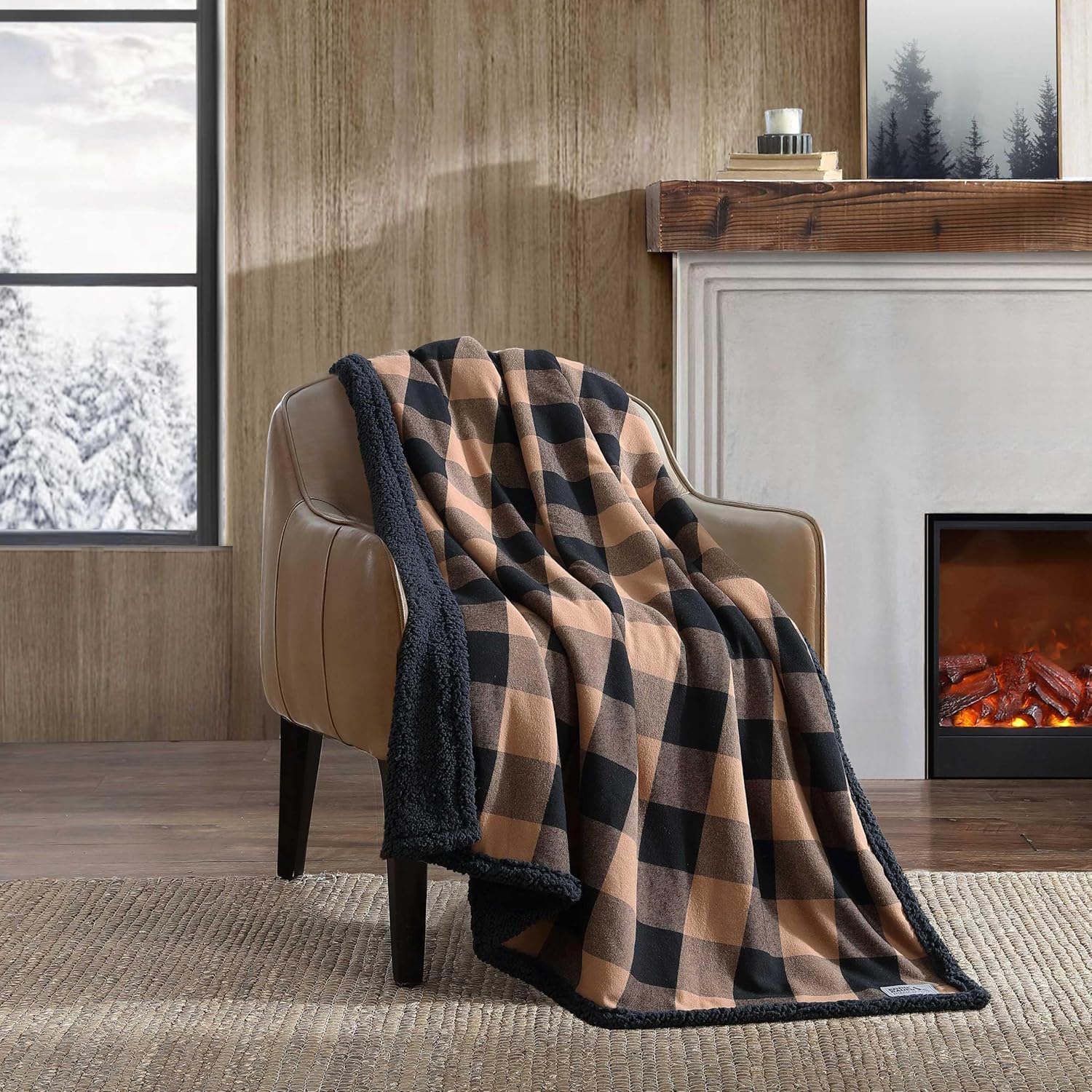 Beige Throw Pillow — 50x60 — Cabin Plaid Beige