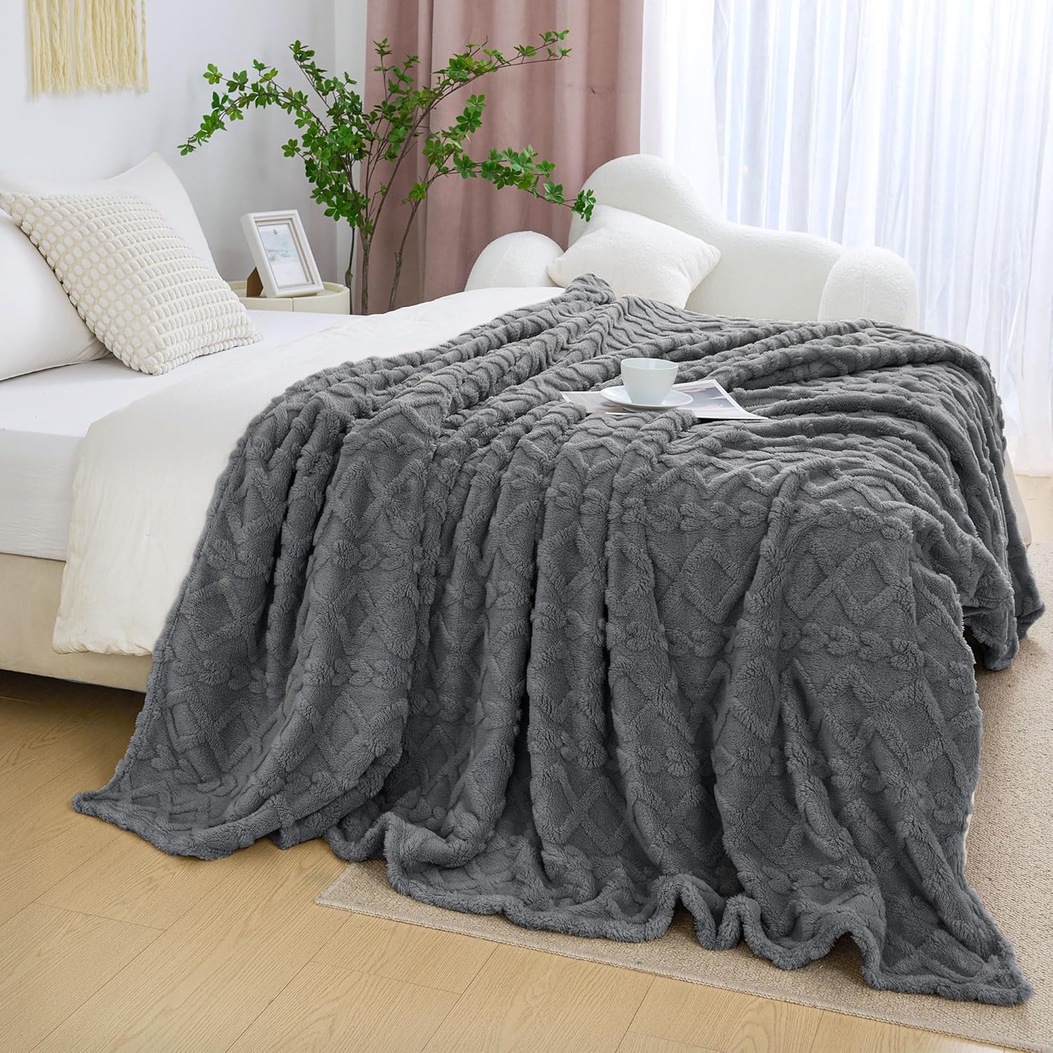 Beige Throw Pillow — 50" — Gray