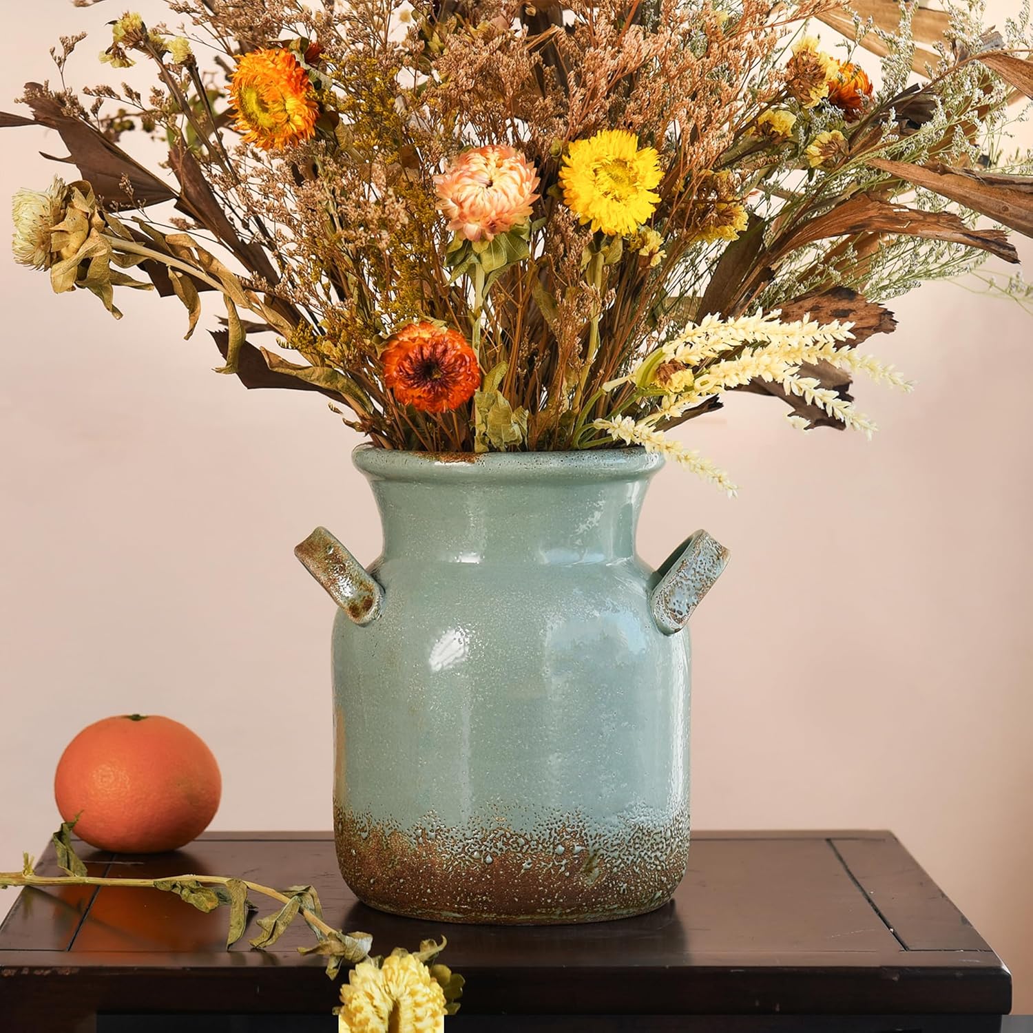 Boho Brown Flower Vase — 6" — 8 Inch-green