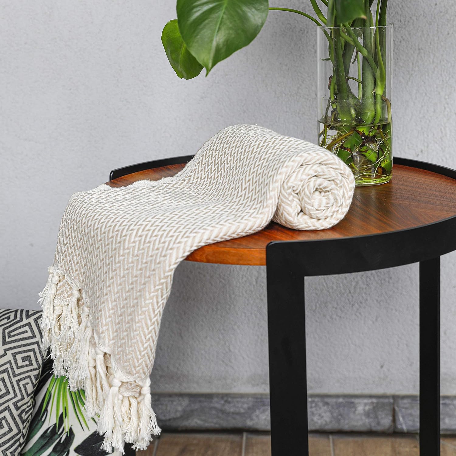 Boho Beige Throw Pillow - View 7