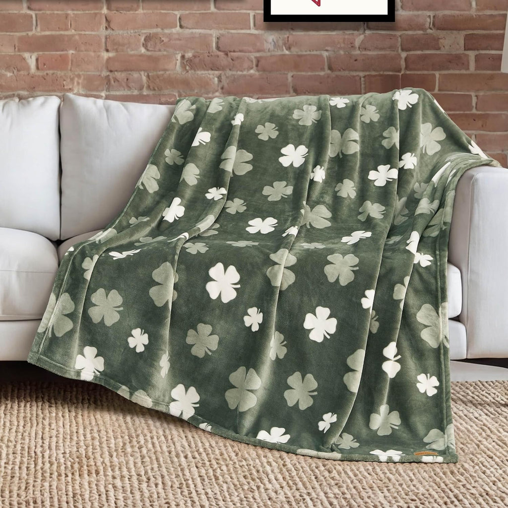 Beige Throw Pillow — 50" — Clover Toss Green