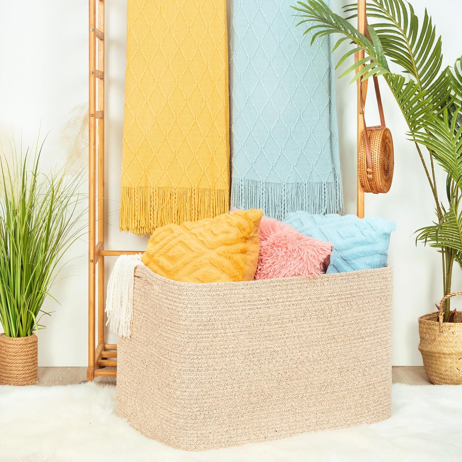 Boho Beige Throw Pillow — 25" - View 2
