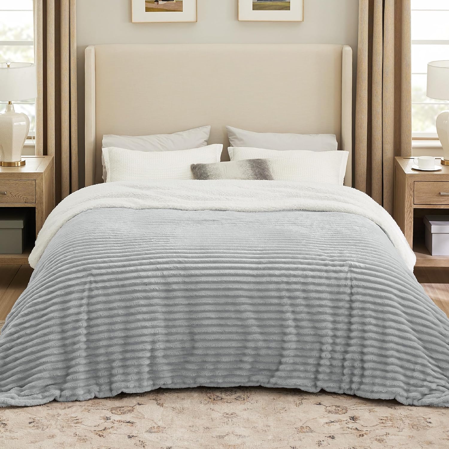 Beige Throw Pillow — 50" — 03 - Grey