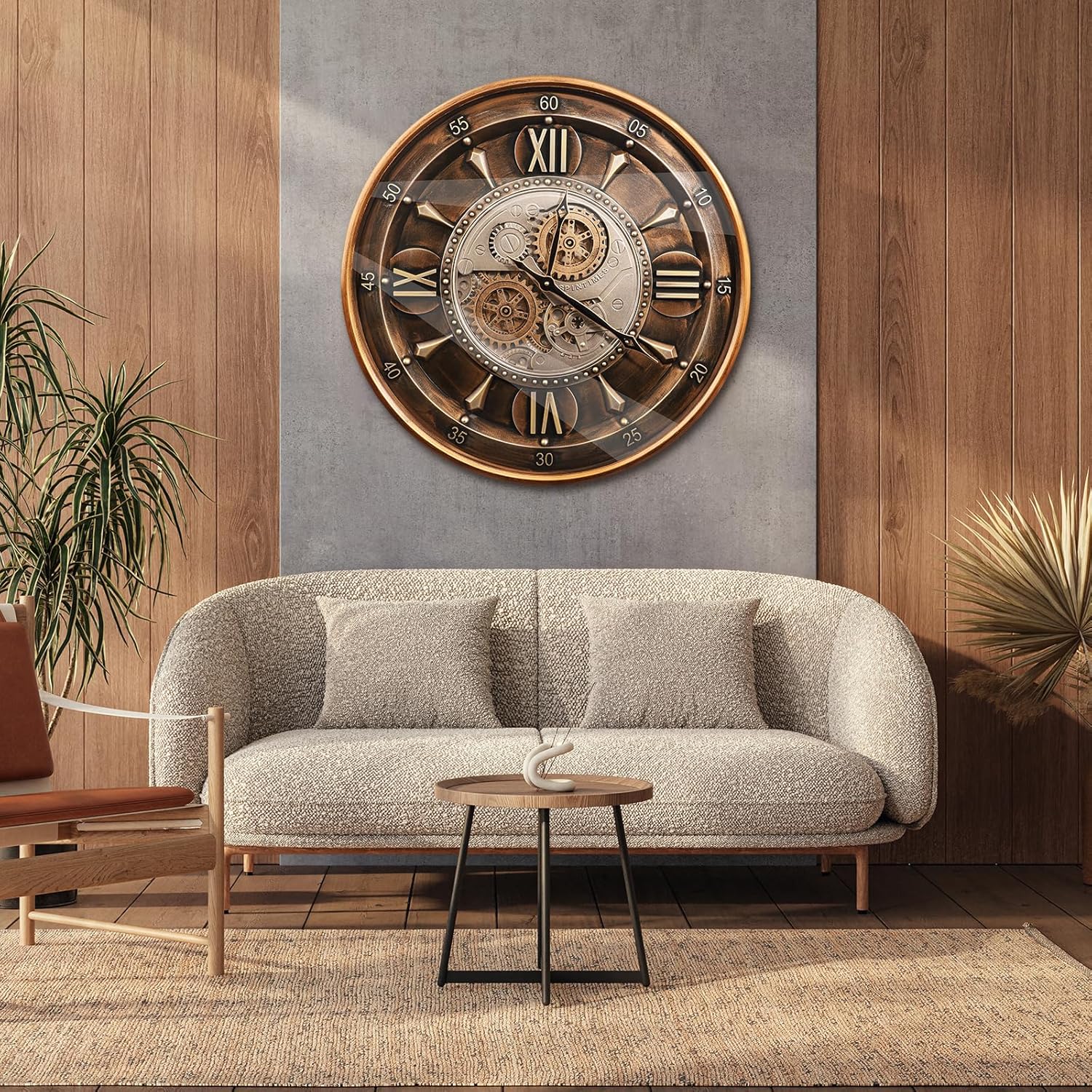 Oversized Farmhouse Brown Wall Clock — 24" - View 7